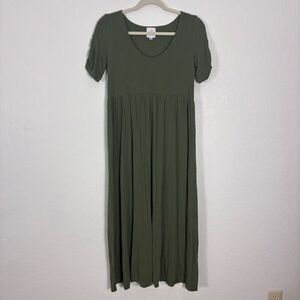 The Hatch by Nines Green Scoop Neck Short Sleeve MaxiDress Maternity Size Small